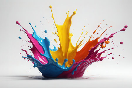 Colorful paint splashes isolated on white background. 3d rendering