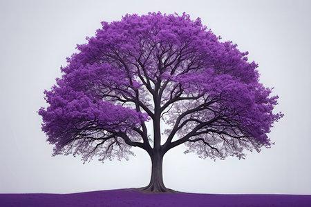 Purple tree on the white background. 3d render illustration.の写真素材
