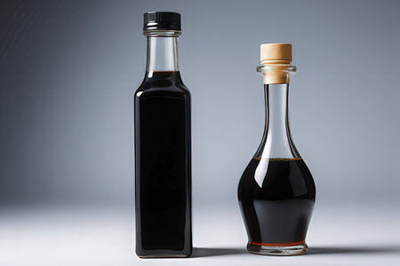 Olive oil in a bottle on a gray background. 3d renderingの写真素材