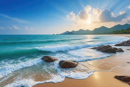 Beautiful seascape. Composition of nature. Summer vacation concept.の写真素材