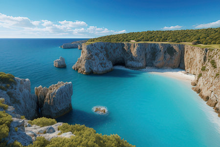 Aerial view of the beautiful beach on Zakynthos island, Greeceの写真素材