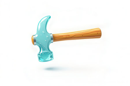 Hammer with blue paint on a white background. 3d illustrationの写真素材
