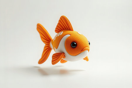 Paper art of a goldfish. Isolated on white background.
