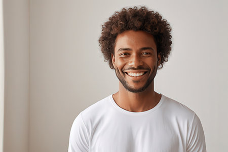 Portrait of a handsome young african american man smiling at cameraのeditorial素材