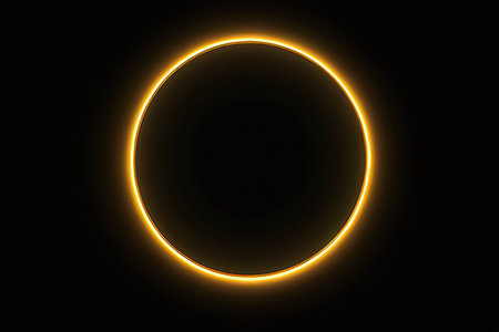 Neon circle on a black background. 3D rendering. Neon circle