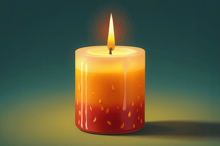 Illustration of a burning candle on a dark background. 3d renderingの写真素材