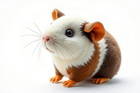 Cute guinea pig isolated on white background with clipping path.の写真素材