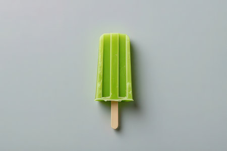 Ice lolly on gray background, top view. Space for textの写真素材