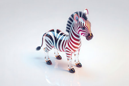 Plasticine zebra statuette on a white background.の写真素材