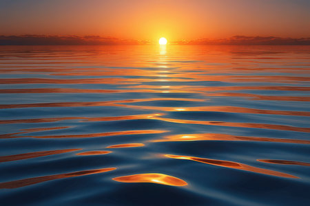 Sunset over the sea. 3d render of a sunset over the sea.の写真素材