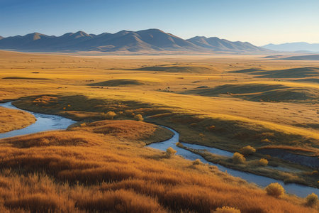 Mongolian steppe, Altai, Siberia, Russiaの写真素材