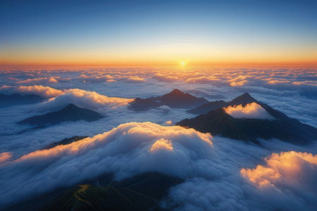 Sunrise over the clouds in Yunnan, China. This is one of the most beautiful places in China.の写真素材