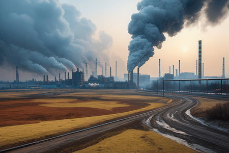 Smoke from the pipes of a power plant pollute the environment.