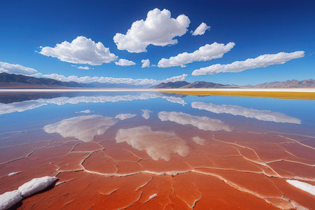 Salt lake in the Altiplano of Bolivia, South America.の写真素材