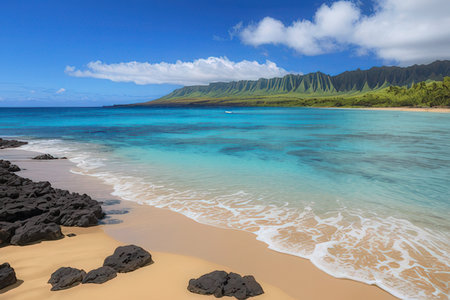Beautiful beach on the island of Kauai, Hawaii, USAの写真素材