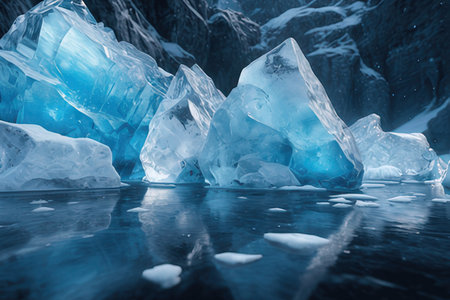 Icebergs in the Jokulsarlon glacier lagoon, Iceland