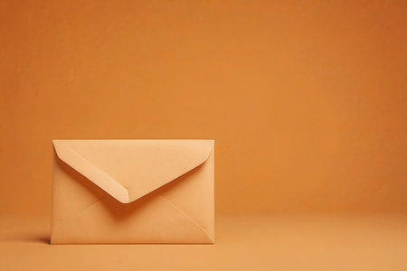 Envelope on orange background with copy space for your message.の写真素材