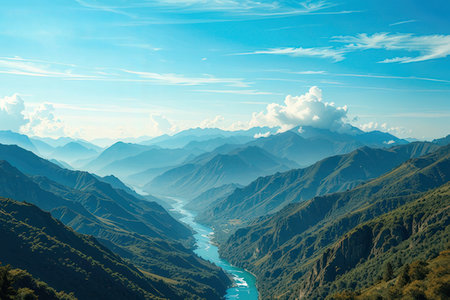 Beautiful view of the mountains and the river. Caucasus, Russia