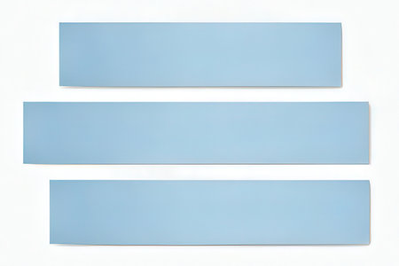 Set of blue paper banners isolated on white background with clipping path.
