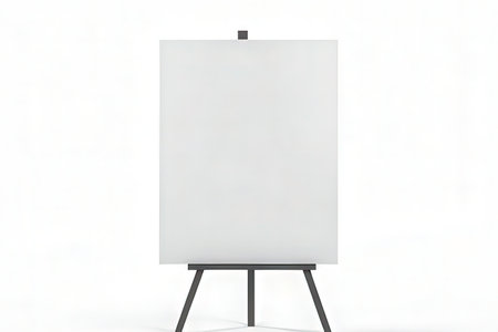 Blank white canvas stand on a white background. 3d renderingの写真素材