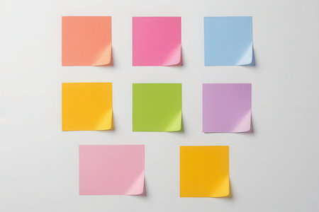 Colorful sticky notes isolated on a white background with copy space.