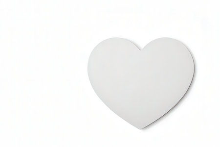 White paper heart on white background, valentine's day conceptの写真素材