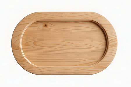 Wooden plate isolated on white background. 3d render. Top view.の写真素材
