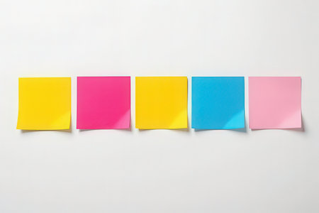 Colorful sticky notes isolated on white background, clipping path included.