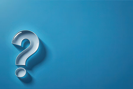 Question mark on a blue background. 3d rendering, 3d illustration.の写真素材