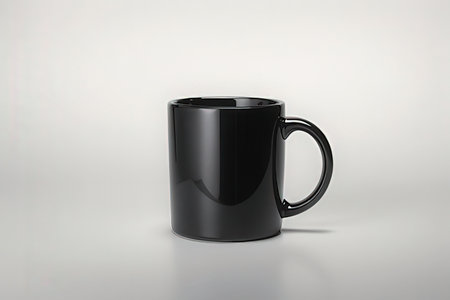 Black mug mockup on white background. 3D rendering illustration.の写真素材