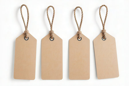 Blank price tags on a white background. 3d rendering.の写真素材