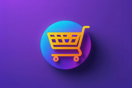 Shopping cart icon on purple background. Online shopping concept. 3d rendering.