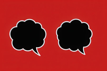 Speech bubble on a red background. Copy space for text.