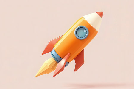 Cartoon rocket isolated on a white background. 3d illustration.の写真素材