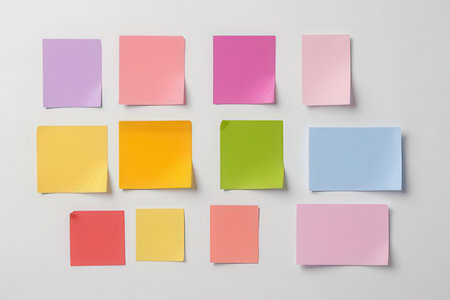 Colorful sticky notes isolated on a white background. Close up.の写真素材