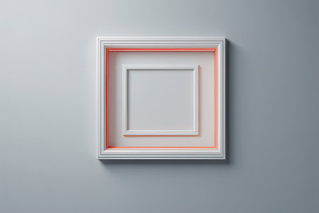 Picture frame on the wall, 3d render. Computer digital drawing.の写真素材