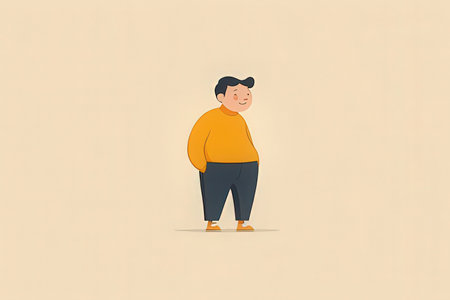 Woman in a yellow sweater. Vector illustration of a cartoon character.の写真素材