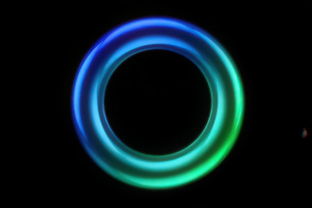 abstract background with a circle in blue and green, neon lights