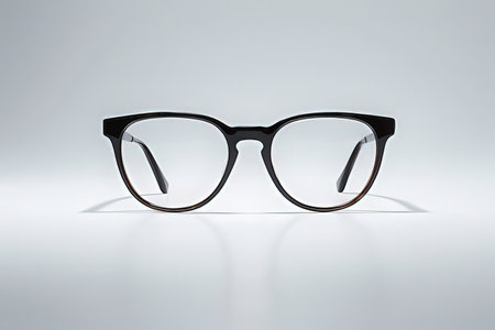 Glasses on a white background. Glasses with black frames.