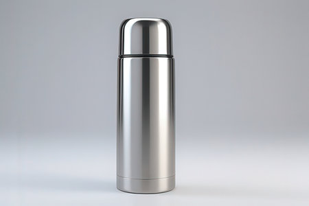 Stainless steel thermos on white background. 3d renderingの写真素材