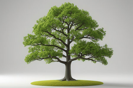 Big green tree isolated on white background. 3d render illustration.