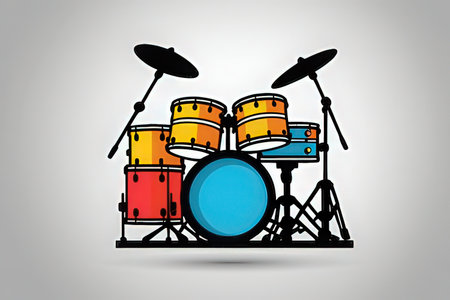 Drum set on a white background. Vector illustration. Eps 10の写真素材