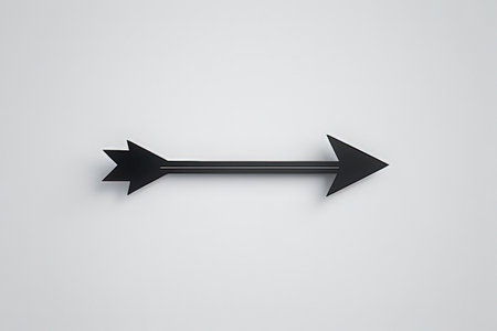 Black arrow on a white background. 3d rendering. Computer digital drawing.