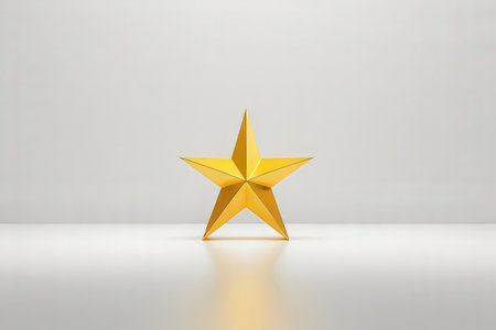 Golden star on a white background. 3D rendering, 3D illustration.の写真素材