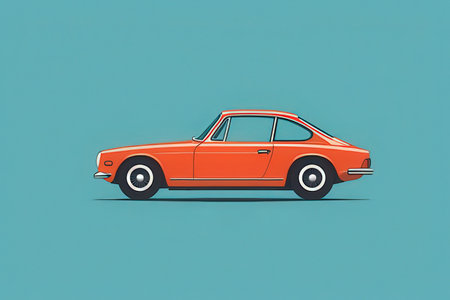 Retro car on blue background. Side view. Vector illustration.