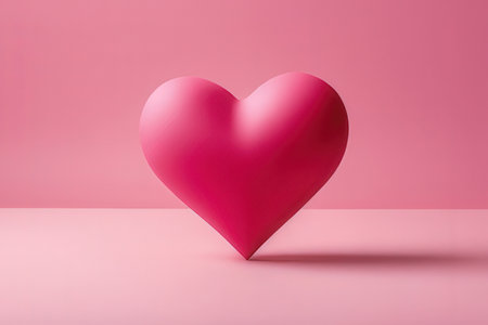 Pink heart on a pink background. Valentine's day concept. 3D Renderingの写真素材