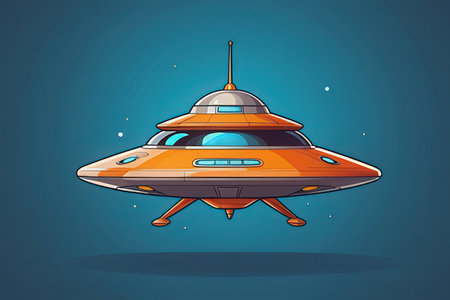 Cartoon flying saucer. Vector illustration of a flying saucer.の写真素材