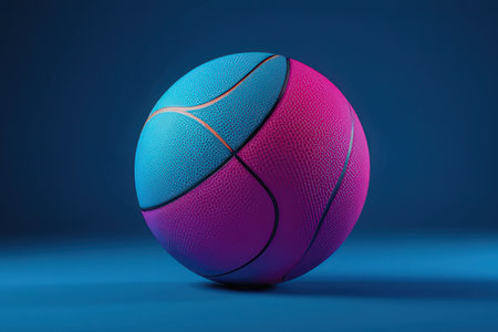 Basketball ball on blue background. 3D illustration. 3D rendering.の写真素材