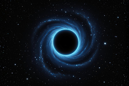 Black hole in the starry outer space. 3D illustration.の写真素材