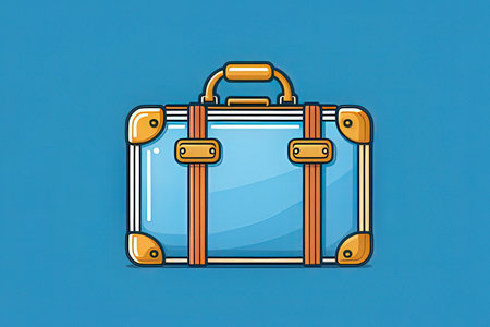 Suitcase icon on blue background. Vector illustration. Eps 10.の写真素材